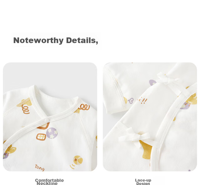 TONGTAI Baby Romper Spring and Autumn Pure Cotton Newborn Clothes Butterfly Jumpsuit Crawling Suit Off-White 80cm 14