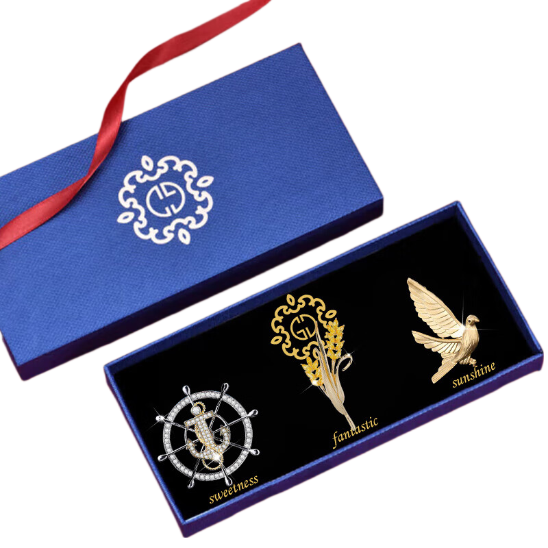 Dijing Chest Pin, Men's Sun Badge, Suit Lapel Flower, High-End Notched Collar Blazer, Luxurious And Elegant Badge Set Gift Box