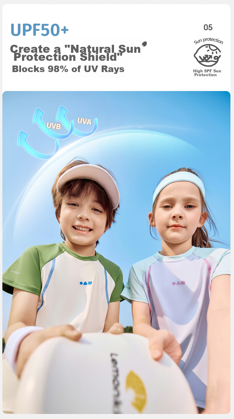 Lemon Baby Kids Quick-Dry Long Sleeve T-Shirt Boys Outdoor Sports Girls Short Sleeve Sun Protection Breathable Lightweight Top 12