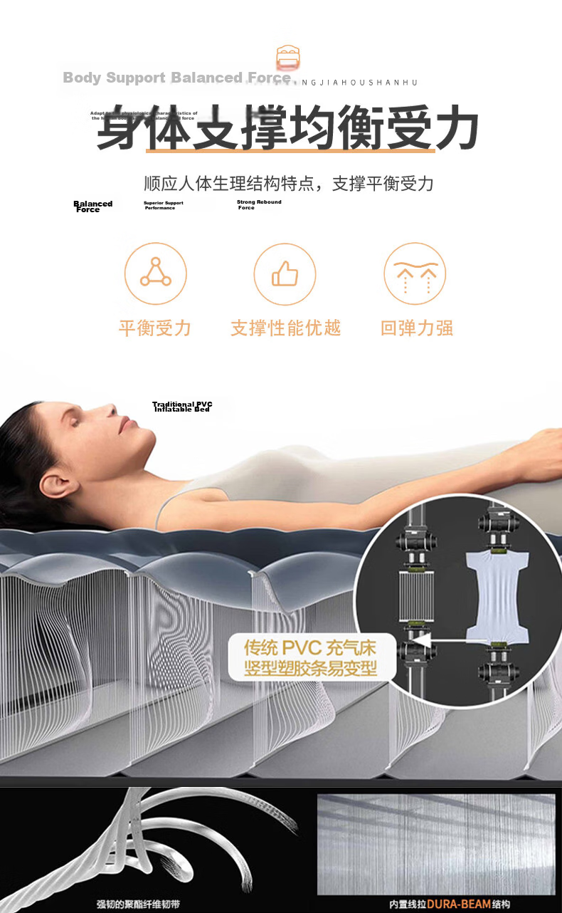 INTEX Three-Person Extra-Large Air Mattress Inflatable Bed for Home Nap, Outdoor Tent Folding Bed without Pump 64755N 6