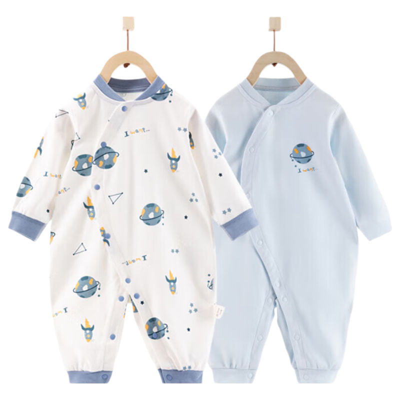 Huanxi Little Bear Newborn Baby Boys' 2-Pack Cotton Rompers Spring Autumn Infant Jumpsuits