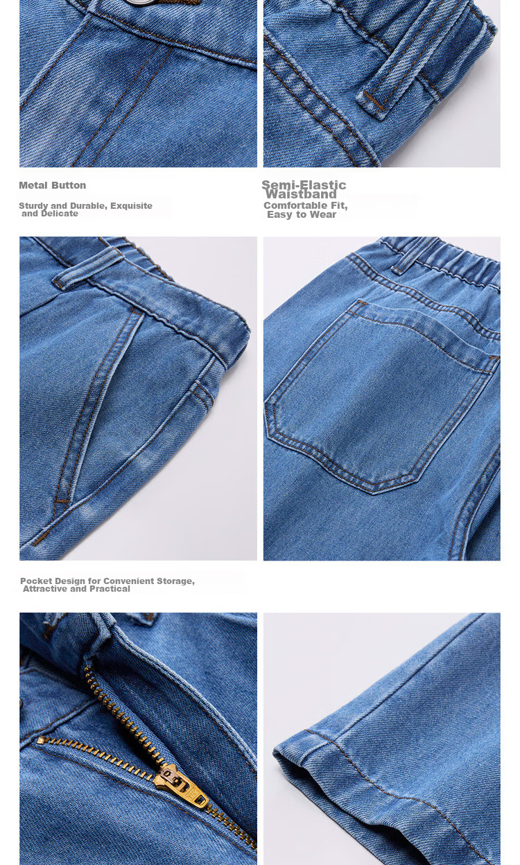 Giordano Men's New Soft Denim Straight Leg Pants Washed Semi-Elastic Waist Denim Shorts 13106306 10