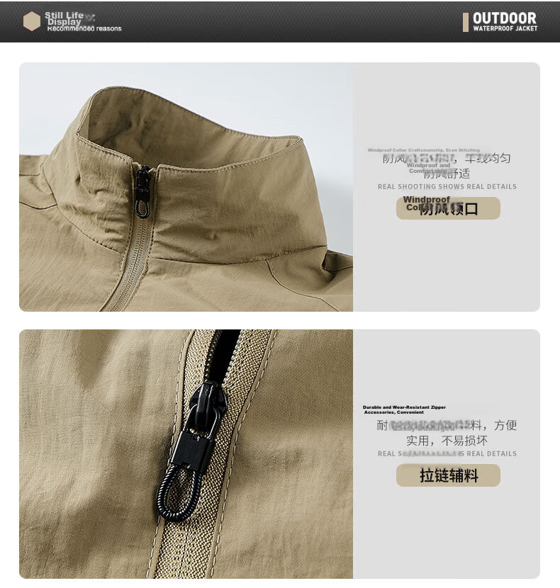JEEP SPIRIT Men's Sun Protection Skin Jacket Summer Outdoor Sports Lightweight Jacket UV Protection Coat 20