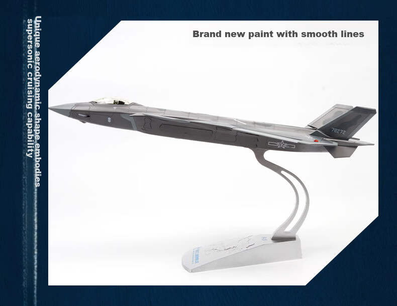 Terebo Aviation Cultural Creative Authentic 1:100 J-20 Fighter Jet Alloy Simulation Aircraft Model Airshow Veteran Commemorative 6