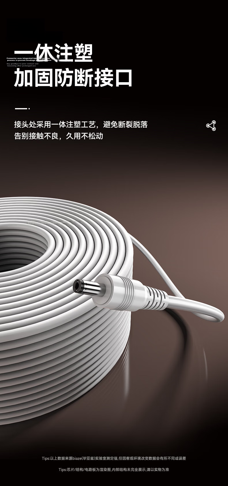 BIAZE DC Power Extension Cable for Surveillance Cameras Compatible with Xiaomi/Ezviz/Lechange/Hikvision Indoor Outdoor Home Security Cameras 5m 10