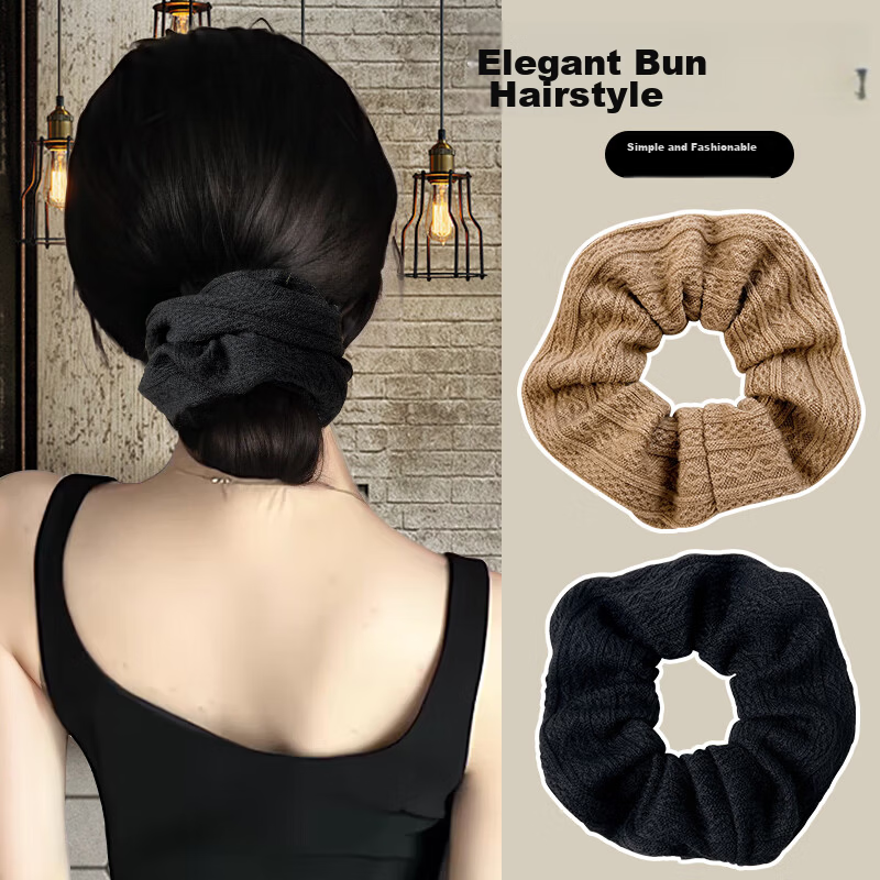 Dongyi Selected Fabric Hair Tie for Women Retro Pattern Large Ponytail Elastic Hair Band Hair Accessory Qixi Valentine's Day Gift 1