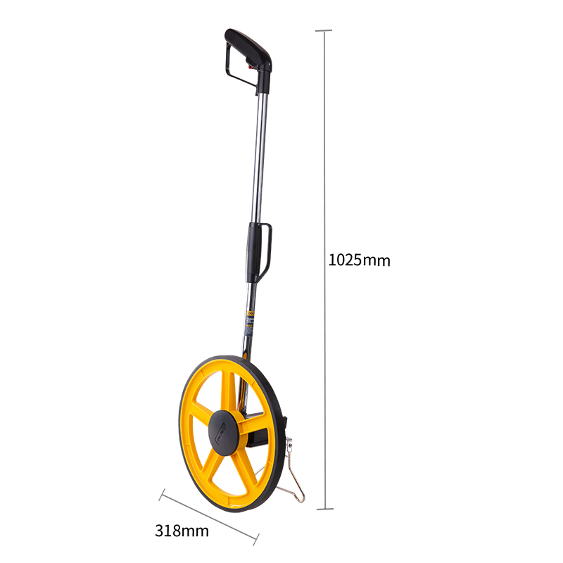 Deli Wheel Measuring Device, Large Wheels, Hand-Pushed Mechanical Measuring Wheel, Foldable Roller Measuring Device, Circumference 100cm