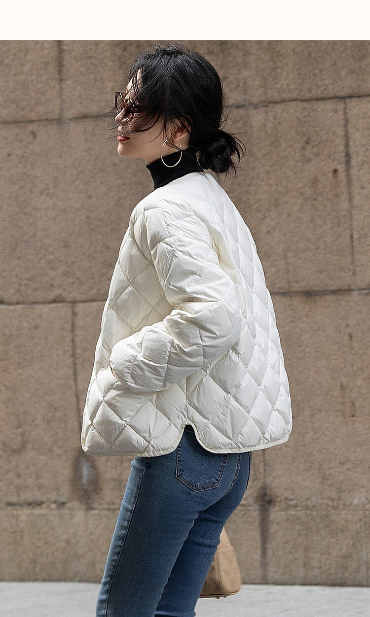 Dme [Lightweight And Warm] Winter Luxury 90% Duck Down Round Neck Long Sleeve Slim-Fit Women's down Jacket 19