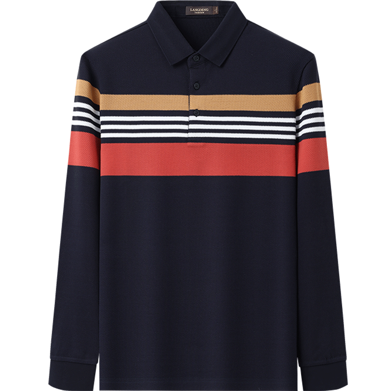 Langdeng [Non-Deforming Collar] Long Sleeve Polo Shirt Men Langdeng 2025 Spring Autumn New Business Casual Men's Collared T-Shirt