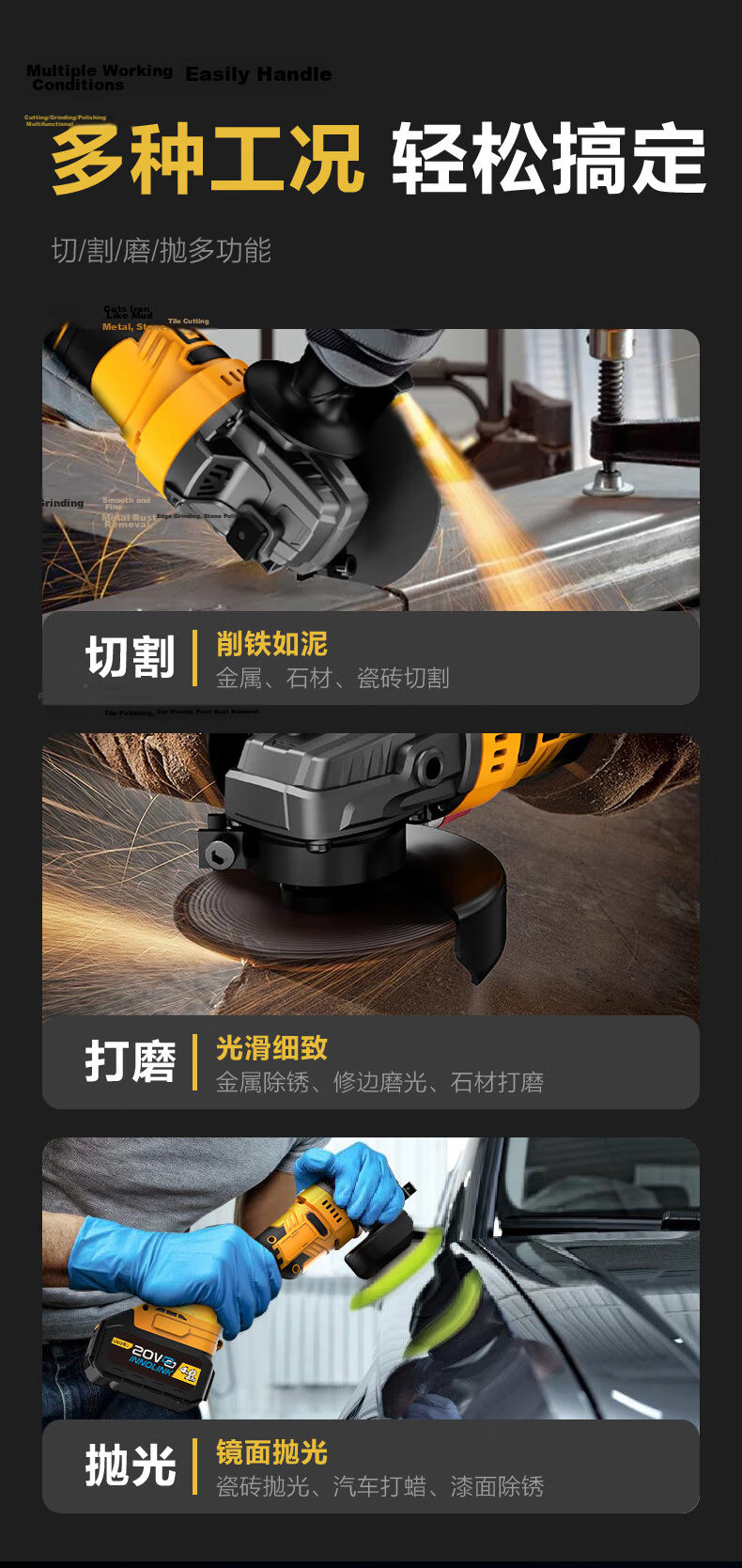 Deli 850W Angle Grinder, Angle Polisher, Cutting Machine, Grinding Machine, Polishing Machine, Power Tool 3