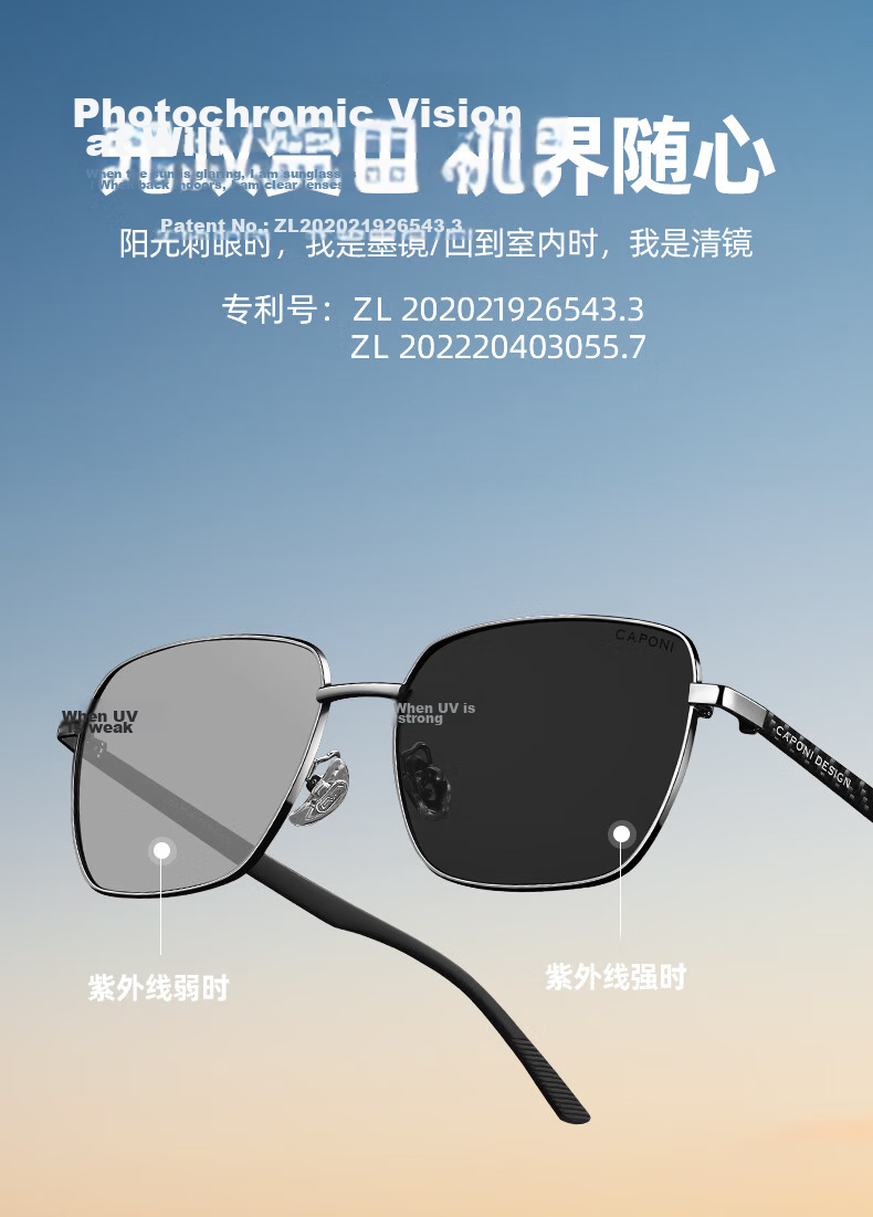 Jiaboli Carbon Fiber Polarized Photochromic Sunglasses for Men, UV Protection Night Vision Driving Glasses 6