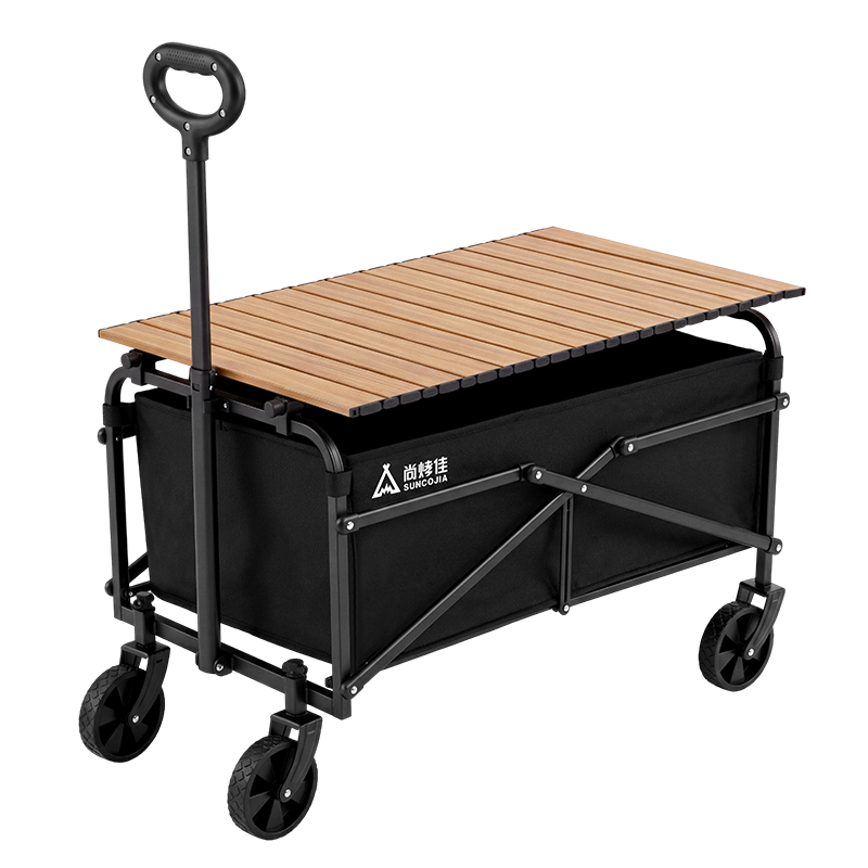 Suncojia Camping Cart Outdoor Folding Trolley Campsite Trailer for Picking Up Packages, Stalls, Traveling, Walking Children, And Pulling + Table Board Set