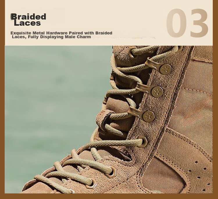 Andatong Combat Boots, High-Top Training Boots, Outdoor Training Shoes for Men And Women, New Style for Summer And Winter, Brown Anti-Stab Safety Boots, [Microfiber] Original Combat Boots/2 Pairs with Breathable Inner Linings, Size 42 14