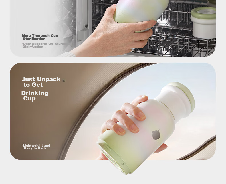 Babycare Portable Baby Food Cup Temperature-Controlled Food Cup Travel Milk Bottle Replacement Only Food Cup Soft Mist Pink 8