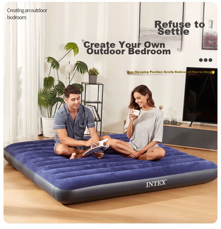 INTEX Single Inflatable Air Bed Portable Home Nap Sleeping Pad Outdoor Tent Moisture-Proof Foldable Mattress 64756N 2