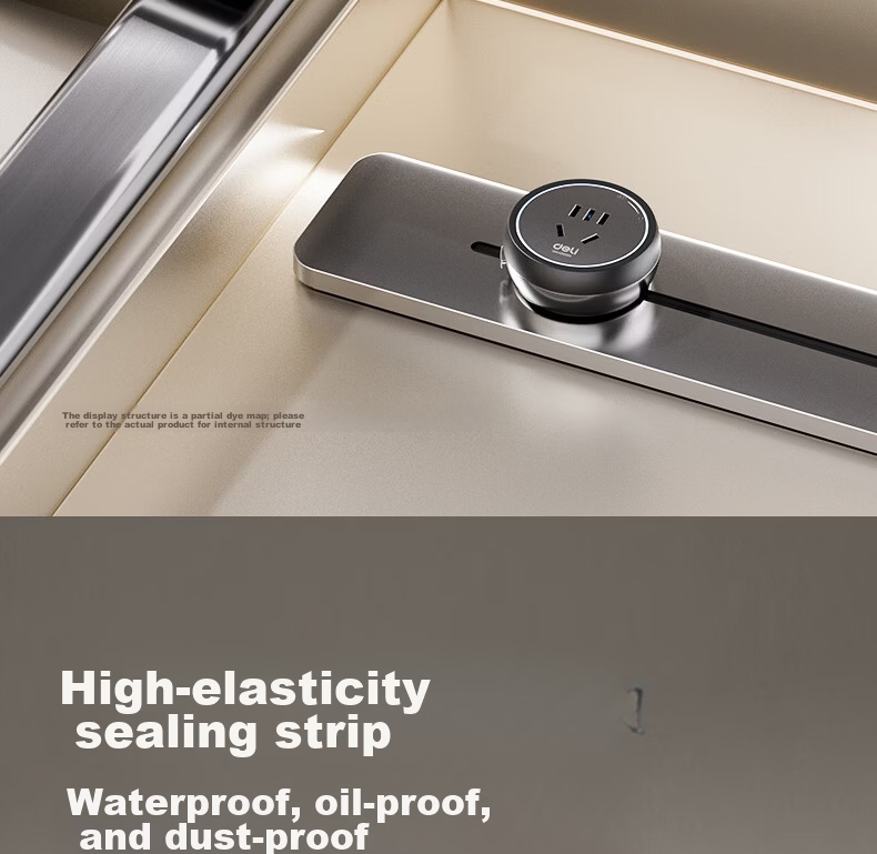 Deli Track Socket Movable Power Strip Rail Type Guide Rail Socket Sideboard Switch Socket Panel Slim 50cm + 3 Five-Hole Outlets Dusk Gray LU6105 16