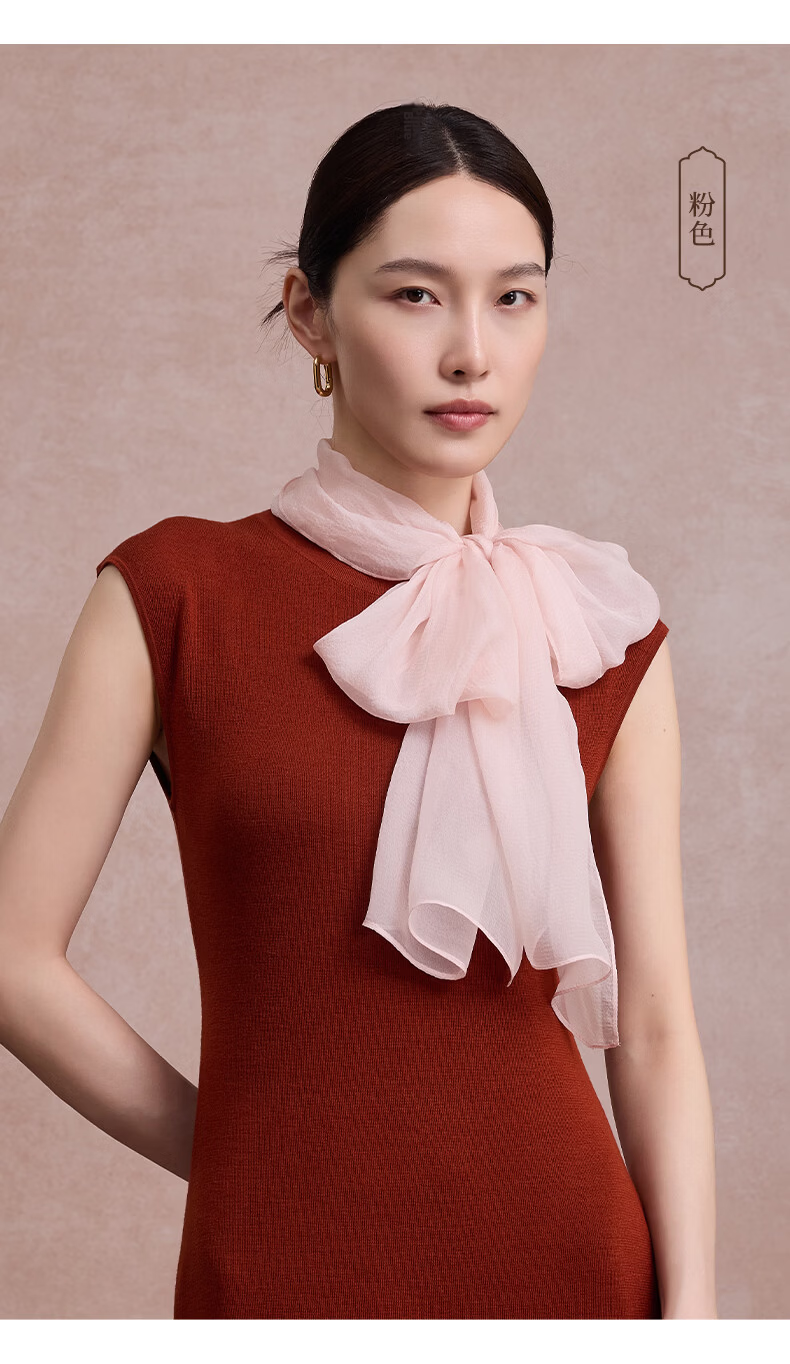 Shanghai Story Women's 100% Mulberry Silk Solid Color Pearl Yarn Long Scarf Chiffon Shawl Valentine's Day Gift for Girlfriend 13
