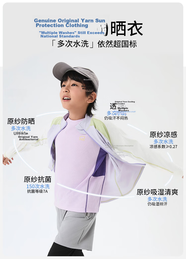 Beibei Kingdom Kids Boys and Girls Genuine Yarn Sun Protection Jacket Cool Lightweight Quick-Dry Coat Gardenia White 120 1