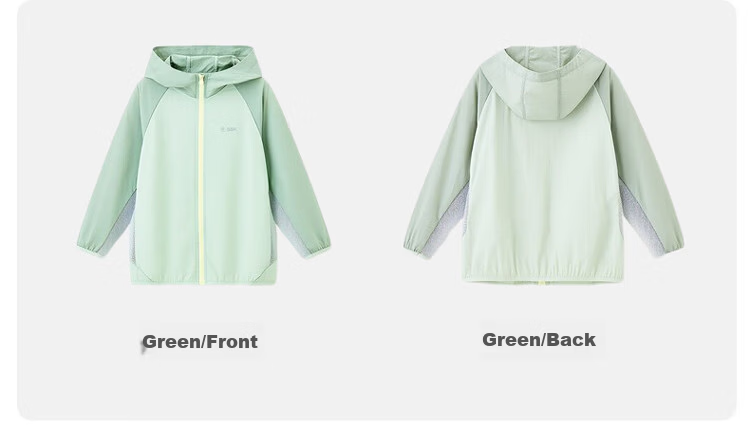 ASK JUNIOR Kids Sunscreen Jacket 2026 Summer UV Protection Air Conditioning Coat for Boys and Girls Green 13