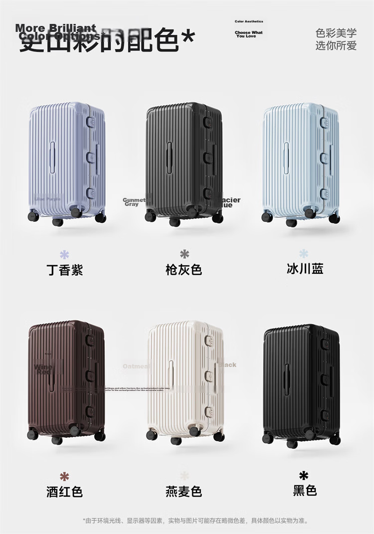 CECE Large Capacity Thickened Aluminum Frame Suitcase for Women, Travel Luggage with Trolley, Password Lock, Leather Case, Ice Blue, 30 Inch 11