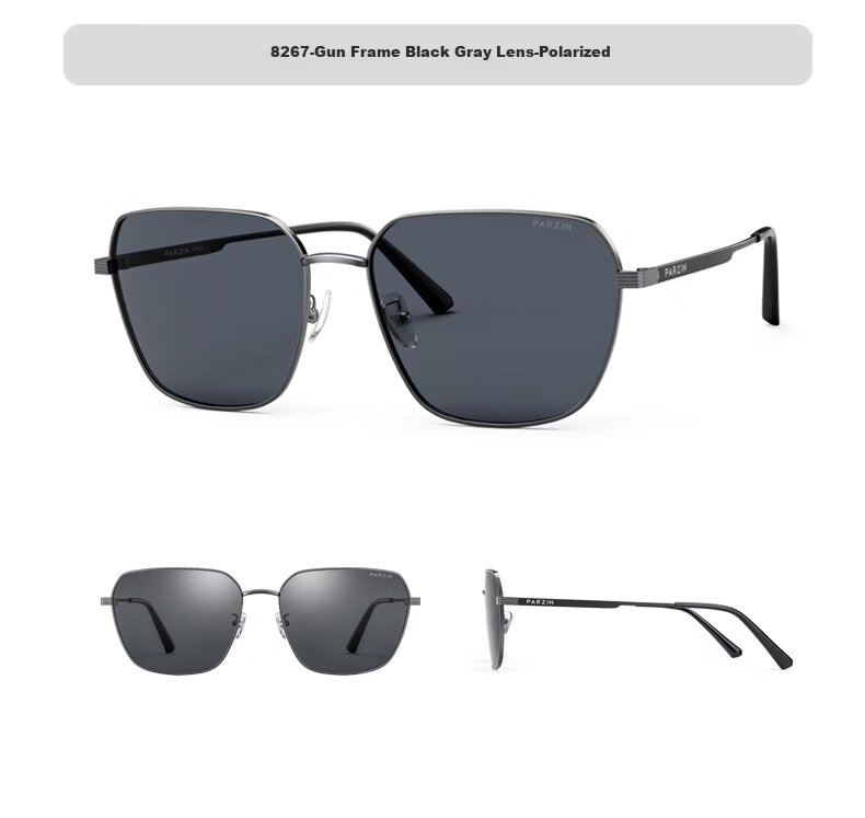 PARZIN Nylon Polarized Sunglasses, Polygon Square Frame Eyeglass Style Men's UV Protection Driving Trendy Sunglasses Gift for Men PZ8267 27