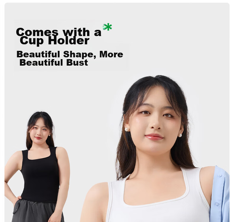 Guniangjia Women's New Vest [No Bra Needed] Integrated Camisole with Built-in Chest Pad, Wearable as Outerwear, Backless Design 2
