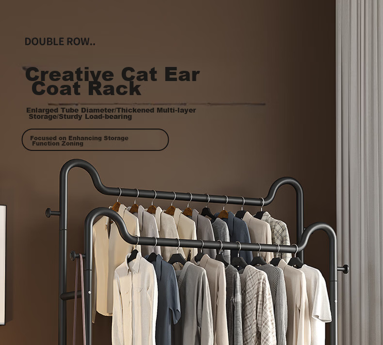 Nanye Floor-Standing Clothes Rack, Indoor Coat Hanger, Bedroom Clothes And Hat Stand, Dormitory Drying Rack, Simple Storage YJM-12BL 1