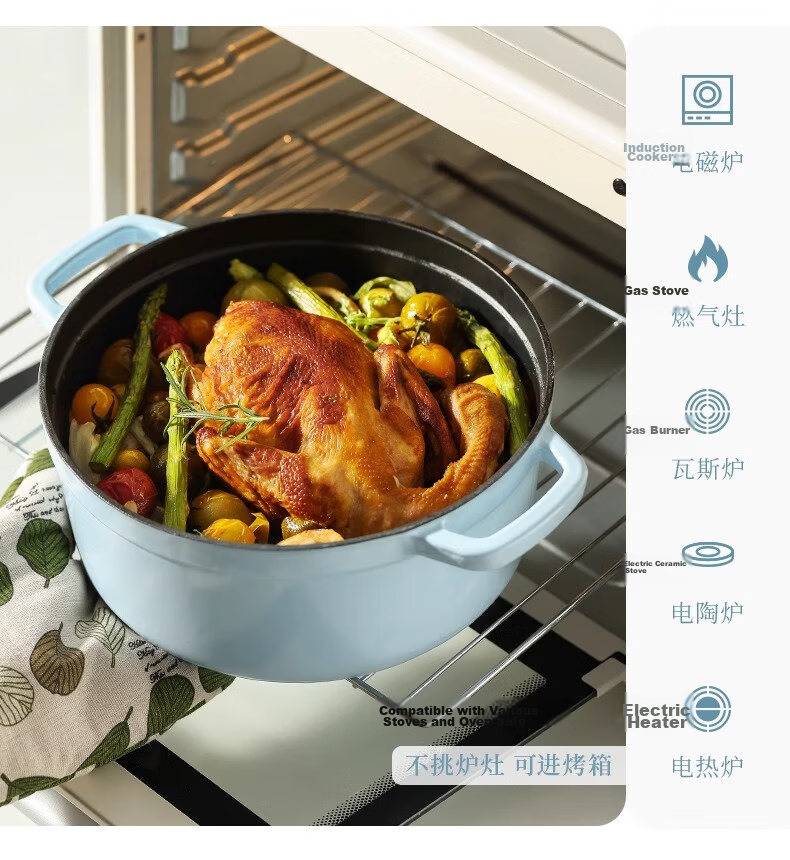 CaROTE Enamel Cast Iron Pot 26cm Non-Stick Stew Pot Casserole Soup Pot Induction Cooker Compatible 10