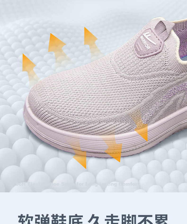 Warrior Elderly Women's Slip-On Breathable Mesh Non-Slip Sports Casual Shoes Black Purple Size 39 Model 2026 1