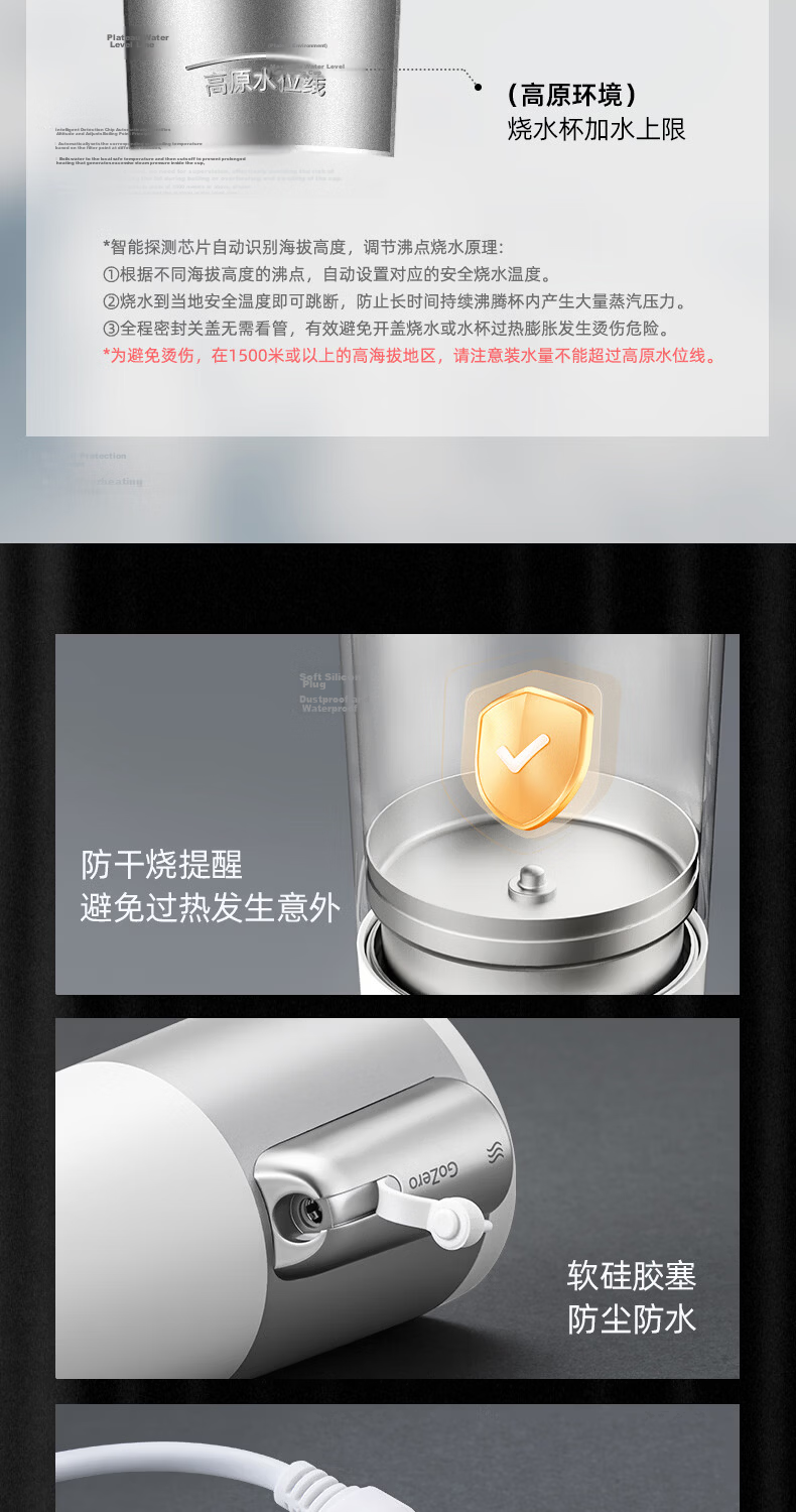 PHILIPS Car Kettle Portable Electric Water Boiler 12V 24V 220V Universal Car Travel Water Heater 18