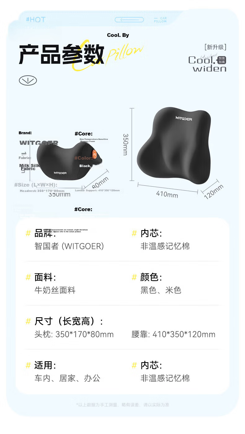 Zhiguozhe Car Lumbar Support Cushion Memory Foam Breathable Seat Backrest Pillow for Driving and Long Sitting 22