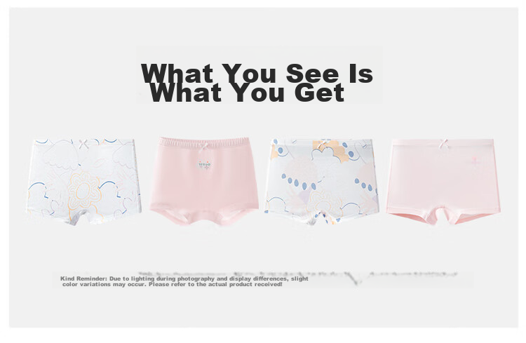 YEEHOO Antibacterial Pure Cotton Children's Underwear for 6-12 Years Old, Boys and Girls, Non-Pinch Boxer Briefs, 4-Pack 12
