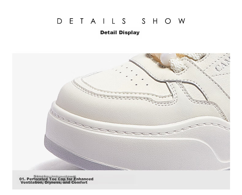 CAMEL Women's Classic Simple Casual White Sneakers Comfortable Height-Increasing Skate Shoes L26S577200 Beige/Silver Size 38 17