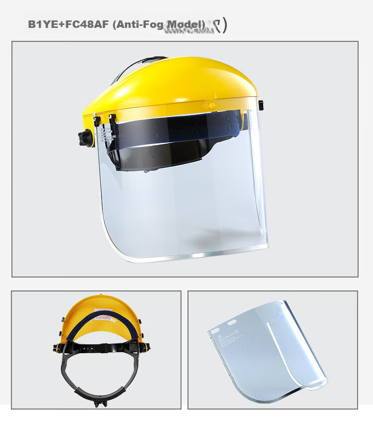 BLUE EAGLE Transparent 1mm Thick Wide-View Head-Mounted B1+FC48N High-Speed Impact Resistant Face Shield Goggles Industrial Cutting Grinding Liquid Splash Protection 14
