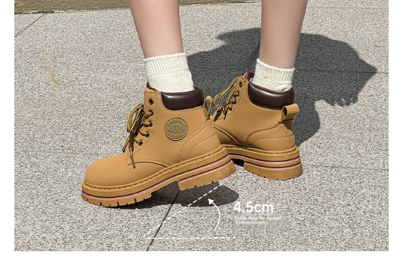 Warrior Women's Martin Boots Summer British Style Hiking Short Boots Workwear Outdoor Yellow Boots 1327 Camel Color Size 38 30