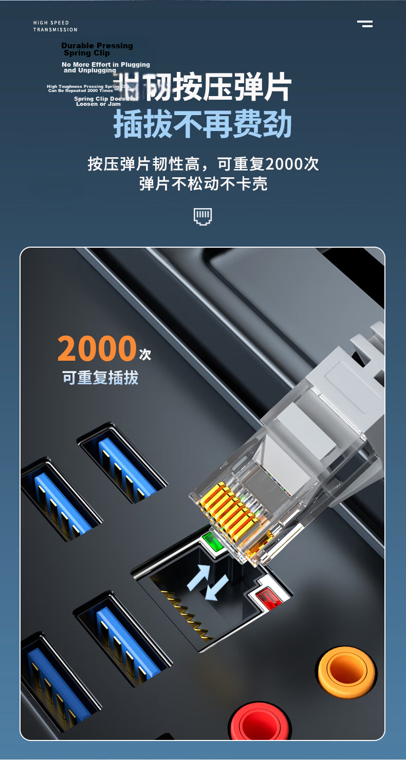 Guanghang CAT6 Unshielded Ethernet Cable 3m High-Speed Gigabit Network Patch Cord Engineering Broadband Computer Network Cable Super Category 6 Finished Cable GH-6GR3 4
