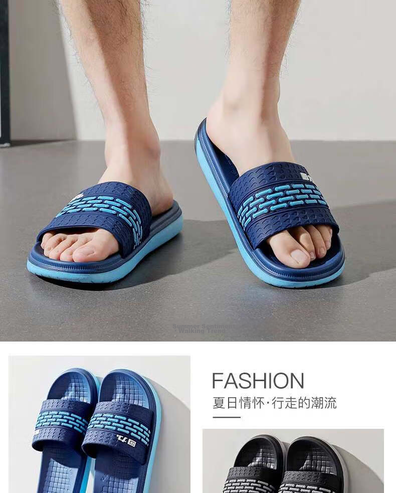 Warrior Solid Color Simple Couple Slippers Bathroom Indoor Outdoor Fashion Durable Soft Sole Outdoor Beach Sandals Men's HL01801 Black Size 41 9