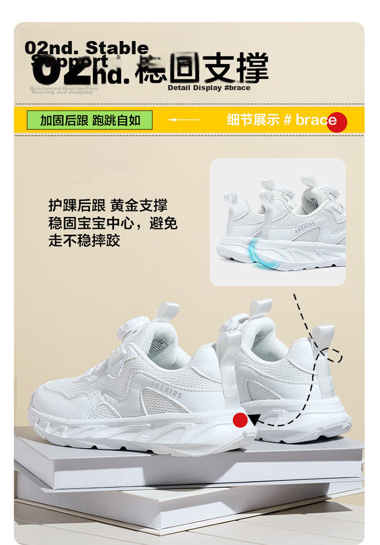 ABC KIDS Children's Sports Shoes Boys and Girls Outdoor Spring Summer White Sneakers Breathable Running Shoes Single Mesh Size 33 4