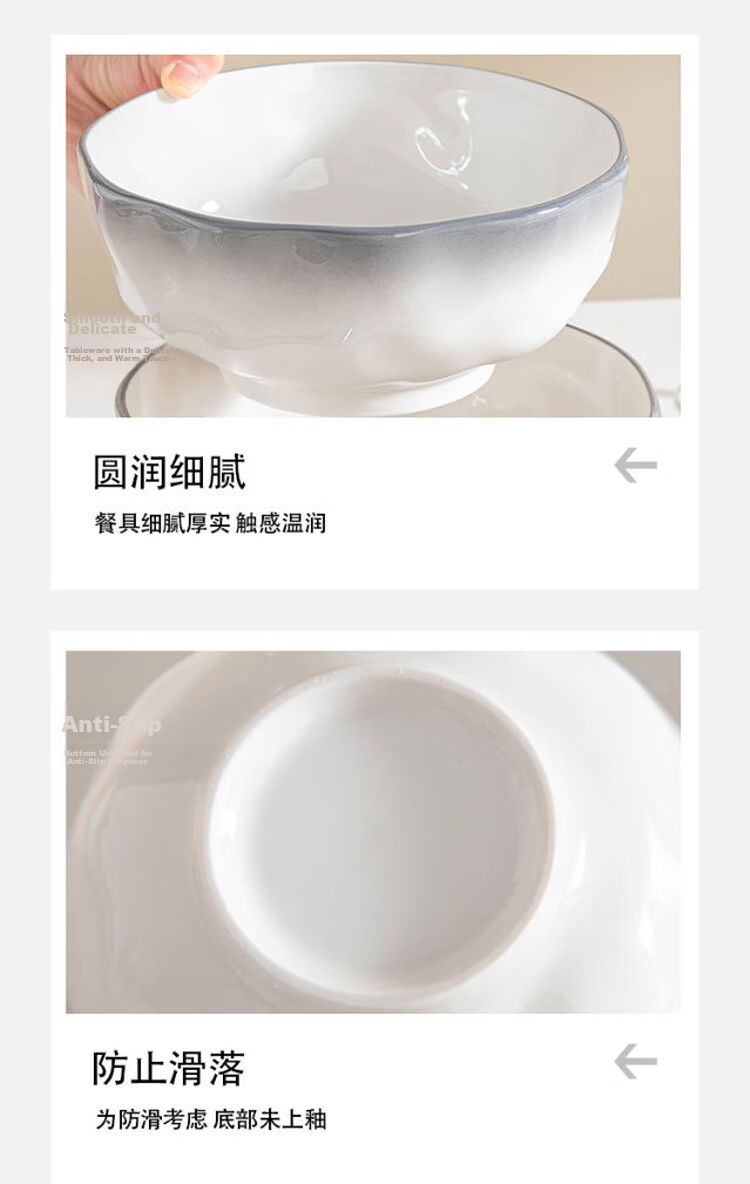 Haoya Jingdezhen Underglaze Ceramic Tableware, Porcelain Bowls, Soup Bowls, Large Bowls, Pure White, 8 Inches, Soup Bowls, Set of 2 17