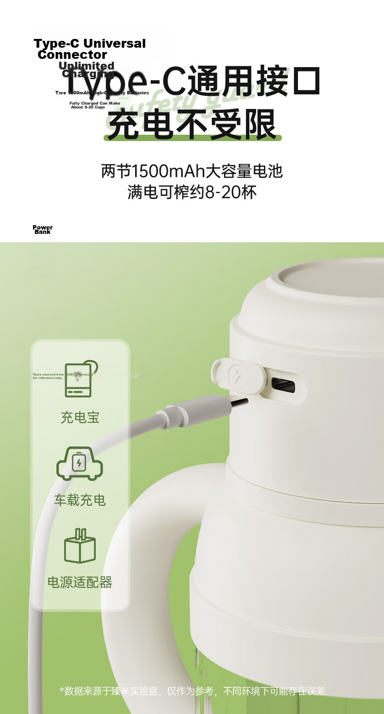 Zhenmi Small Portable Juicer 1L Large Capacity Multifunctional Juice Extractor Double Lid Smoothie Milkshake Blender Cup J22 12