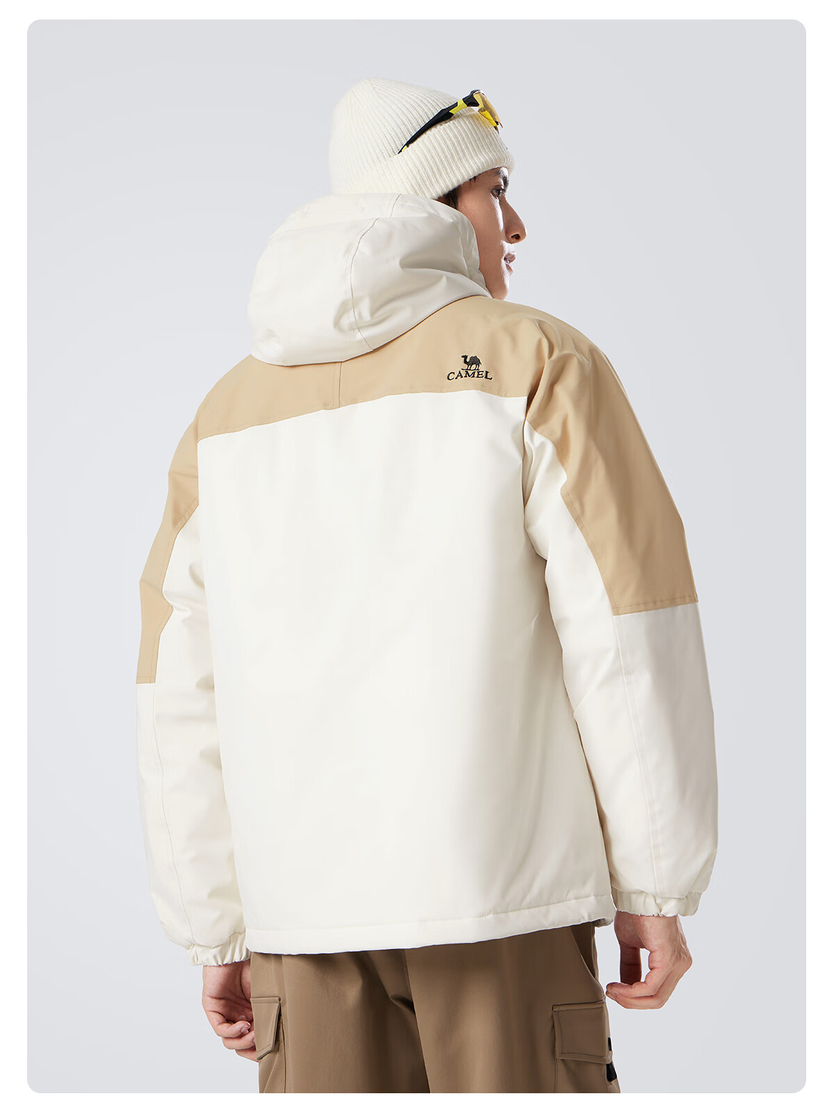 CAMEL Men's Cotton Jacket, Winter Urban Light Outdoor Fleece-Lined Waterproof Coat, Couple's Outerwear M13CA6V128C 21