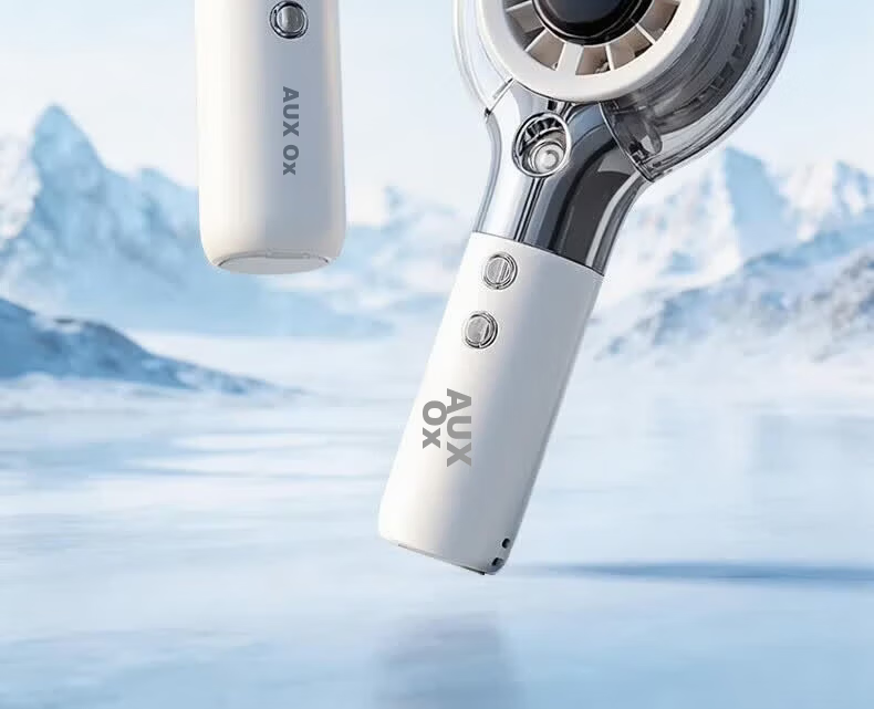 AUX Handheld Portable Mist Fan Long Battery Life Office Outdoor High Power USB Mini Rechargeable Fan 2