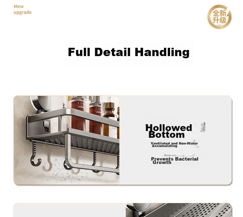 Pollock Bathroom Storage Rack Suction Cup Storage Rack No Drilling Toilet Storage Shelf 50D2XP 17
