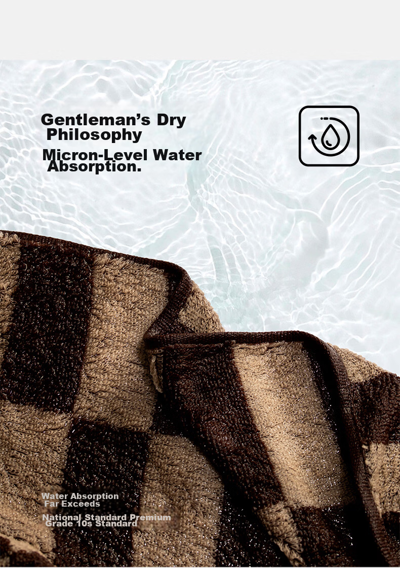 Zui Shenghuo Extra Large Men's Towels 3-Pack Pure Cotton Highly Absorbent Lint-Free Adult Antibacterial Class A Face Towels Brown Gray Blue Gray 8