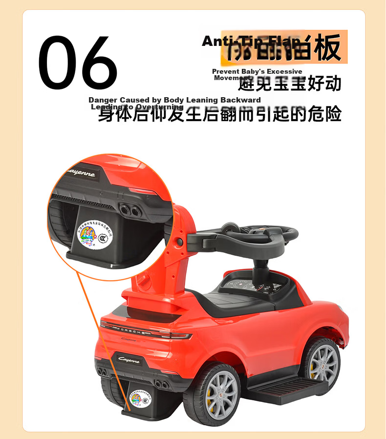 CHILOKBO Porsche Baby Toddler Ride-On Car 1-3 Years Old Push Walker Slide Car Anti-Tip Gift White 15