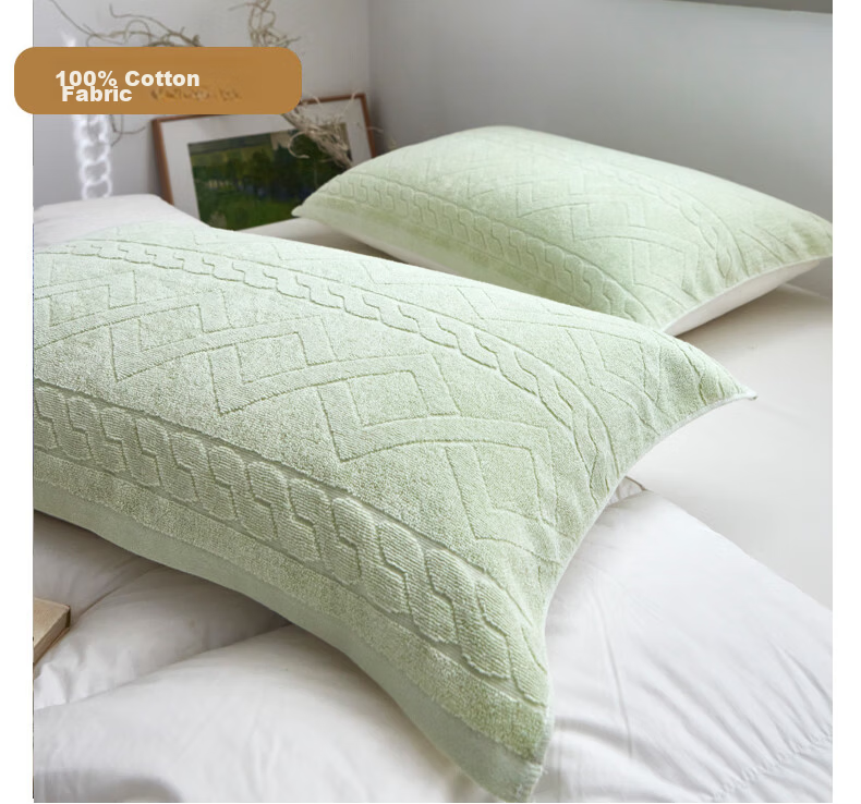 Hengyuanxiang 100% Pure Cotton Thickened Pillow Towel Blue 52*75cm (Pair) 13