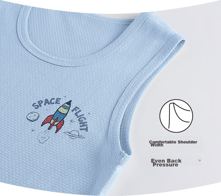 THREEGUN Kids Vest Soft Cotton Mesh Boys Girls Round Neck Vest Aqua Green 120 13