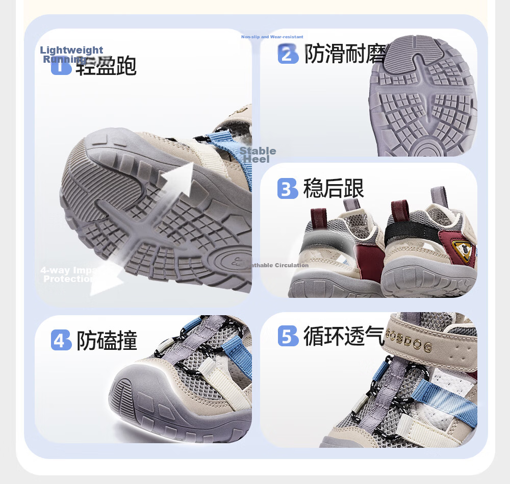 BOBDOG Kids Sandals Baby Walking Shoes Hollow Breathable Boys Shoes White Green 29 Summer New 26 9
