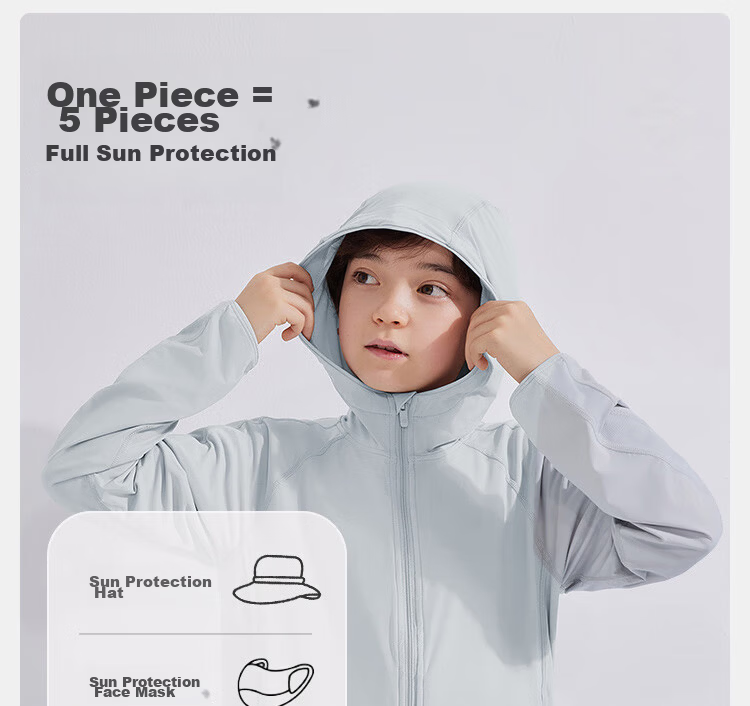 JD Jingzao [Cloud Sense Sunscreen] Children's Sun Protection Clothing Girls Boys 2024 Summer UV Protection Gray 150/72 12