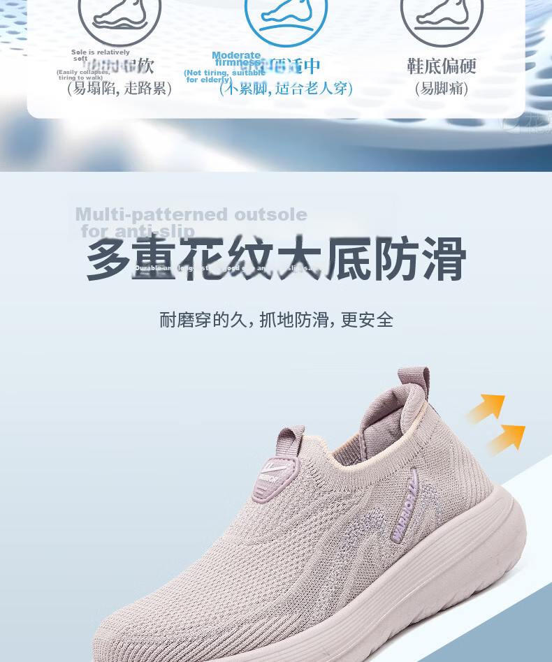 Warrior Elderly Women's Slip-On Breathable Mesh Non-Slip Sports Casual Shoes Black Purple Size 39 Model 2026 3